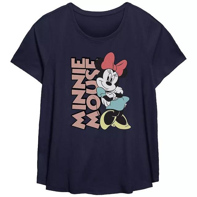 Disneys Minnie Mouse Lean On Me Plus Size Flowy Graphic Tee, Womens Blue Product Image