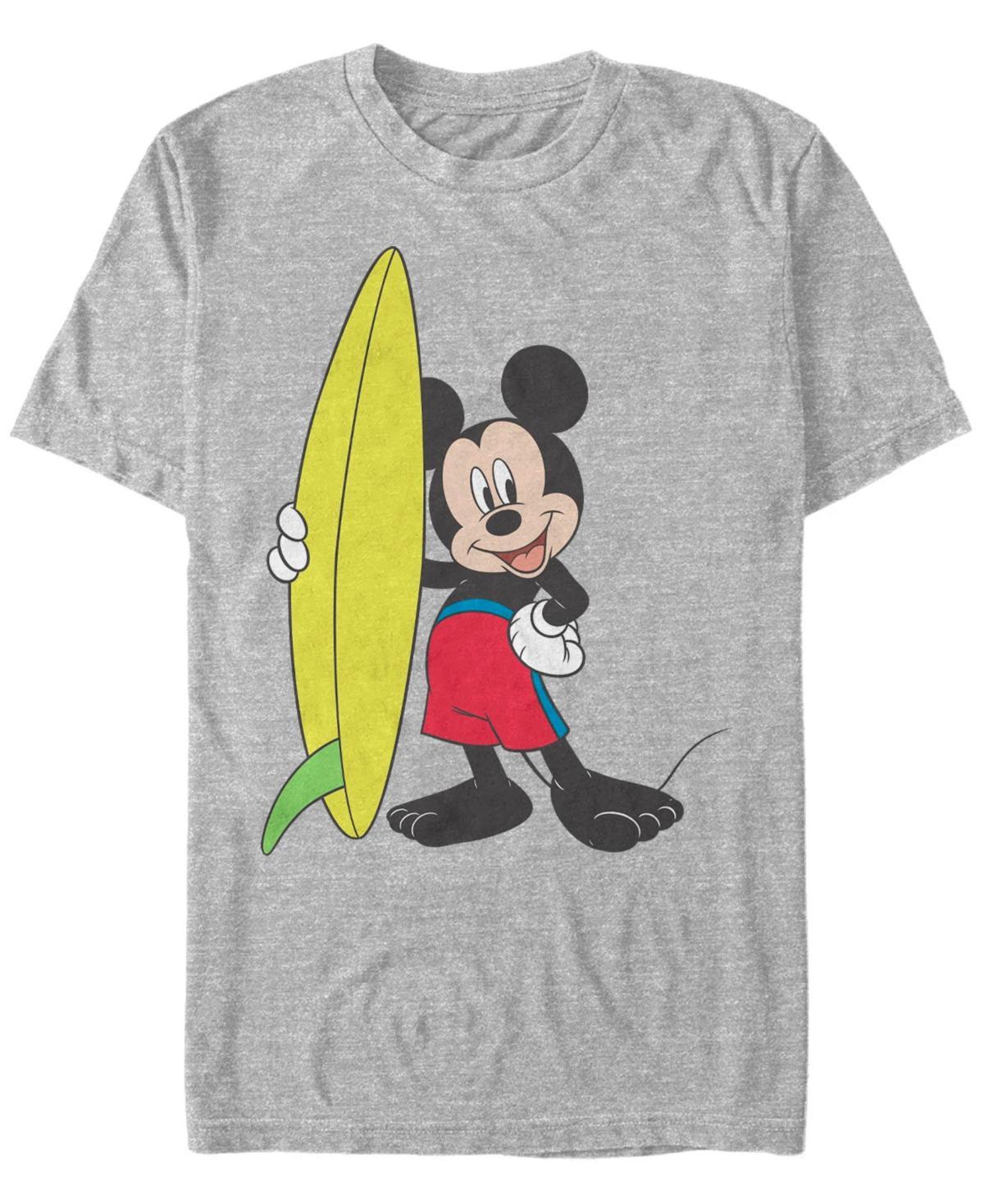 Disneys Mickey Mouse Surfer Outfit Mens Tee Athletic Grey Product Image