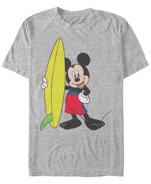 Disneys Mickey Mouse Surfer Outfit Mens Tee Athletic Grey Product Image