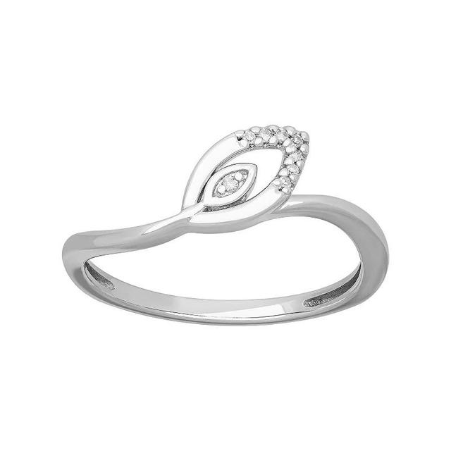 Love Always 10k White Gold Diamond Accent Leaf Band, Womens Product Image