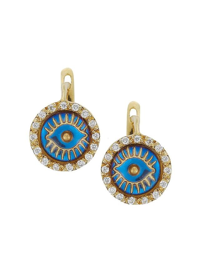 Womens Evil Eye 18K Yellow Gold & Diamond Clip Post Earrings Product Image