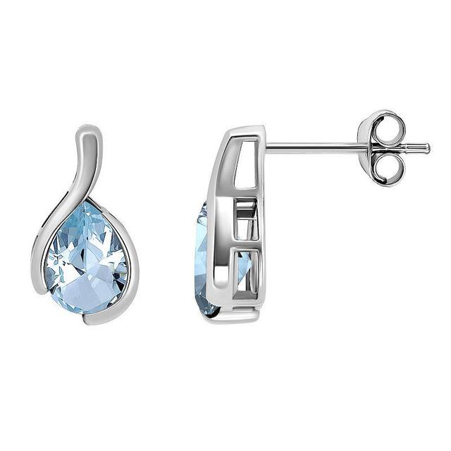 Aleure Precioso Sterling Silver Pear Cut Gemstone Stud Earrings, Womens, Silver Tone Blue Product Image