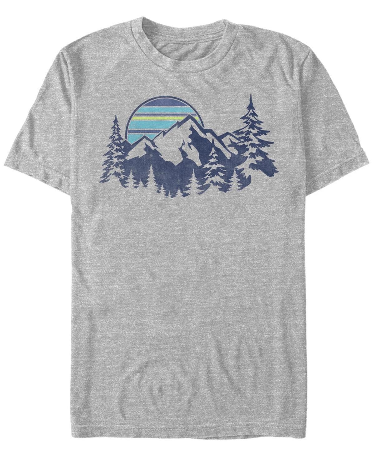 Mens Mountain Range Striped Sunset Tee White Product Image