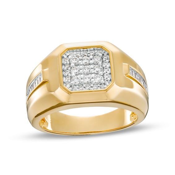 Men's 1/2 CT. T.w. Cushion-Shaped Multi-Diamond Ring in 10K Gold Product Image