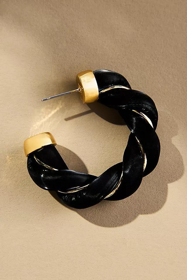 Faux-Leather Twist Hoop Earrings Product Image