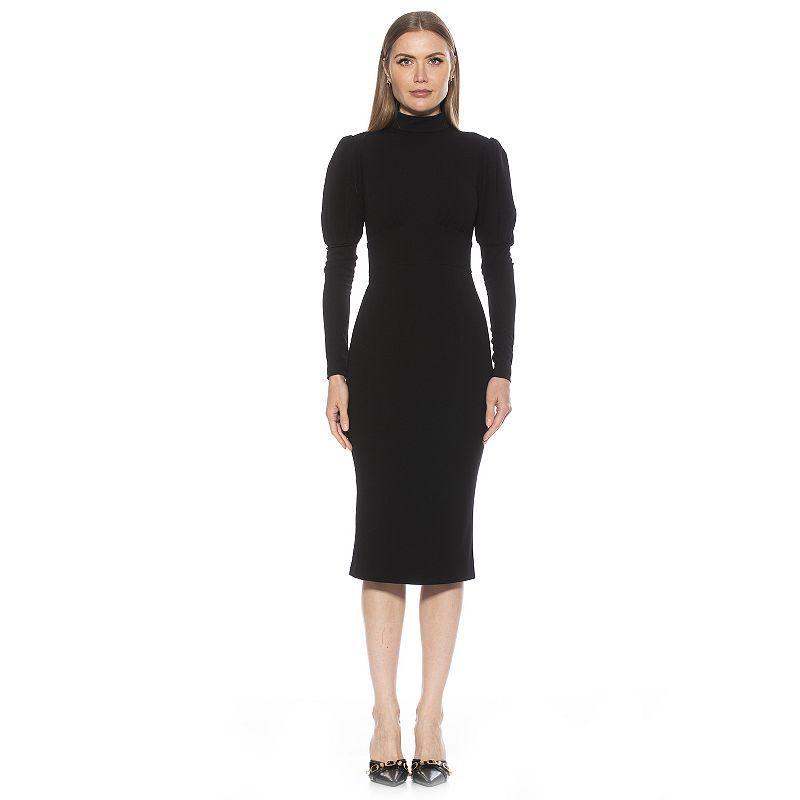 Womens ALEXIA ADMOR Divya Mockneck Long-Sleeve Midi Sheath Dress product image