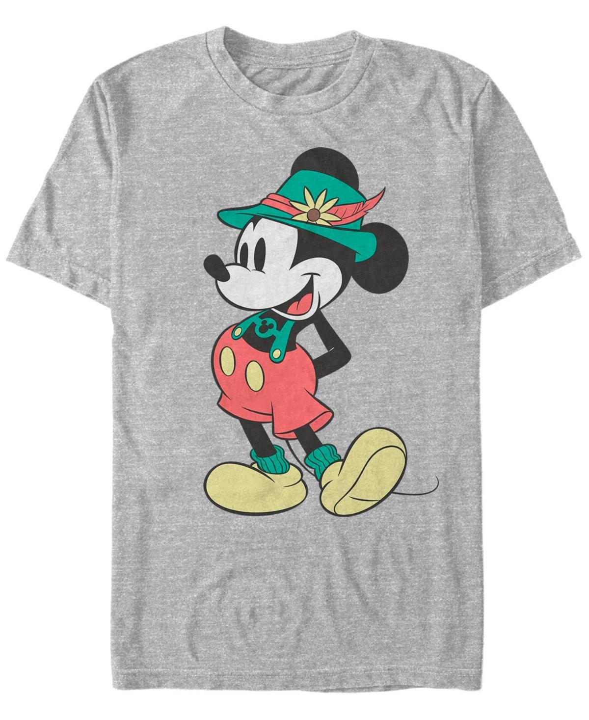 Disneys Mickey Mouse Happy Lederhosen Portrait Mens Tee Athletic Grey Product Image