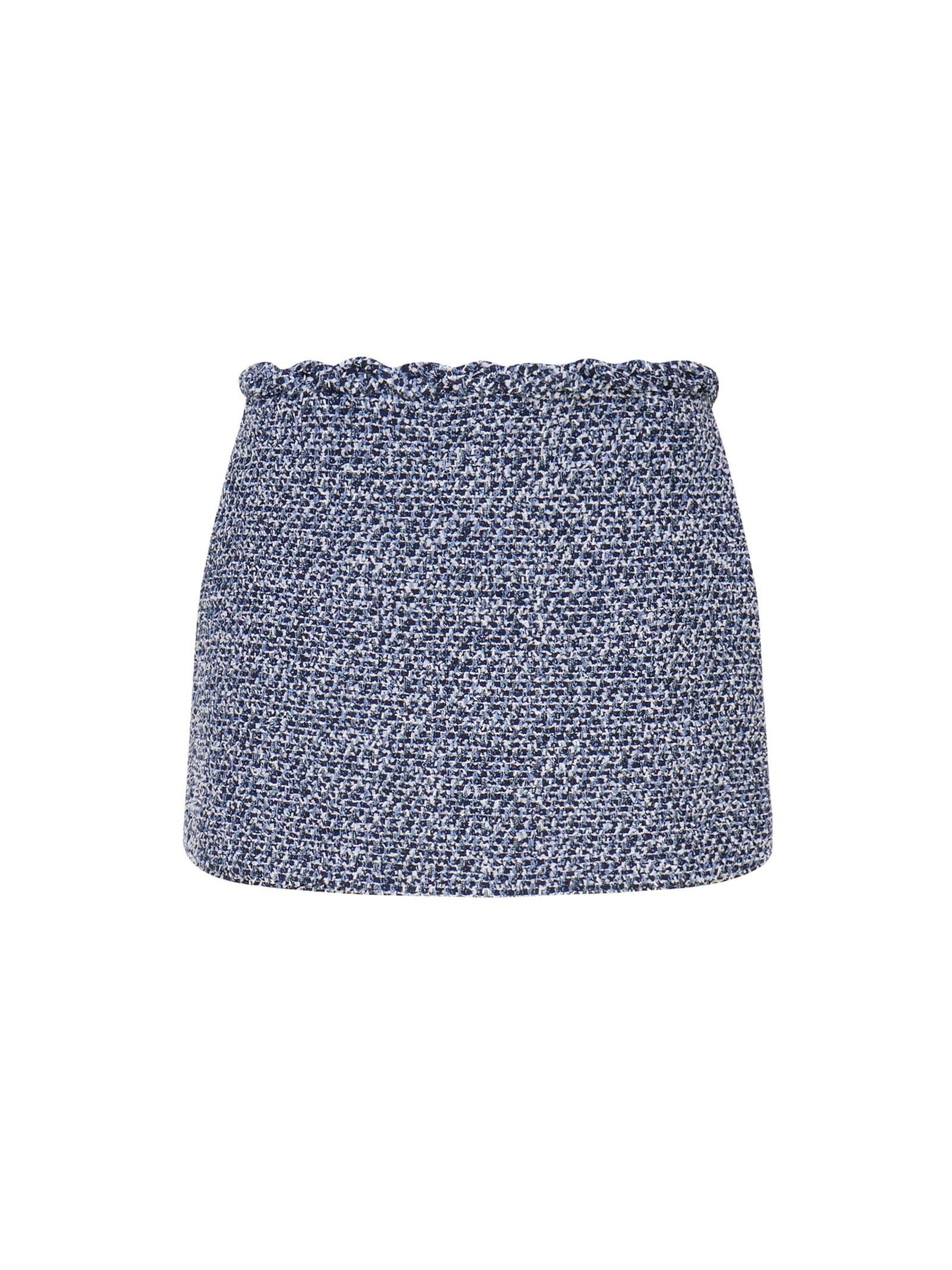 Mini Skirt With Waved Top Hem In Blue Product Image