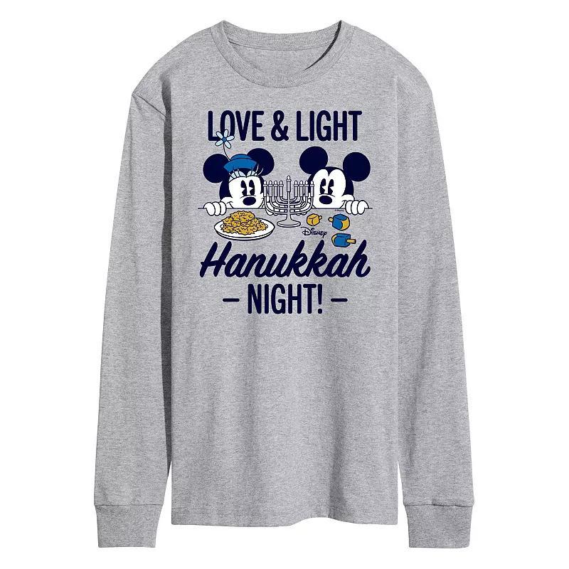 Disneys Mickey & Minnie Mouse Love And Light Hanukkah Long Sleeve Graphic Tee, Mens Product Image