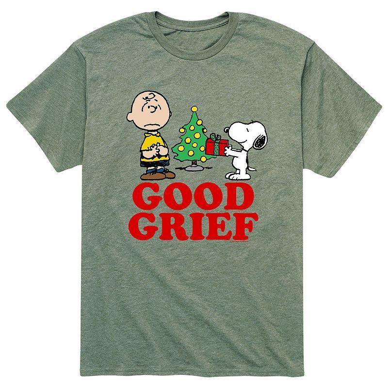 Mens Peanuts Good Grief Tee Grey Military Green Product Image