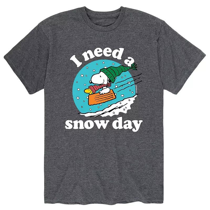 Mens Peanuts Snow Day Tee Heather Grey Product Image