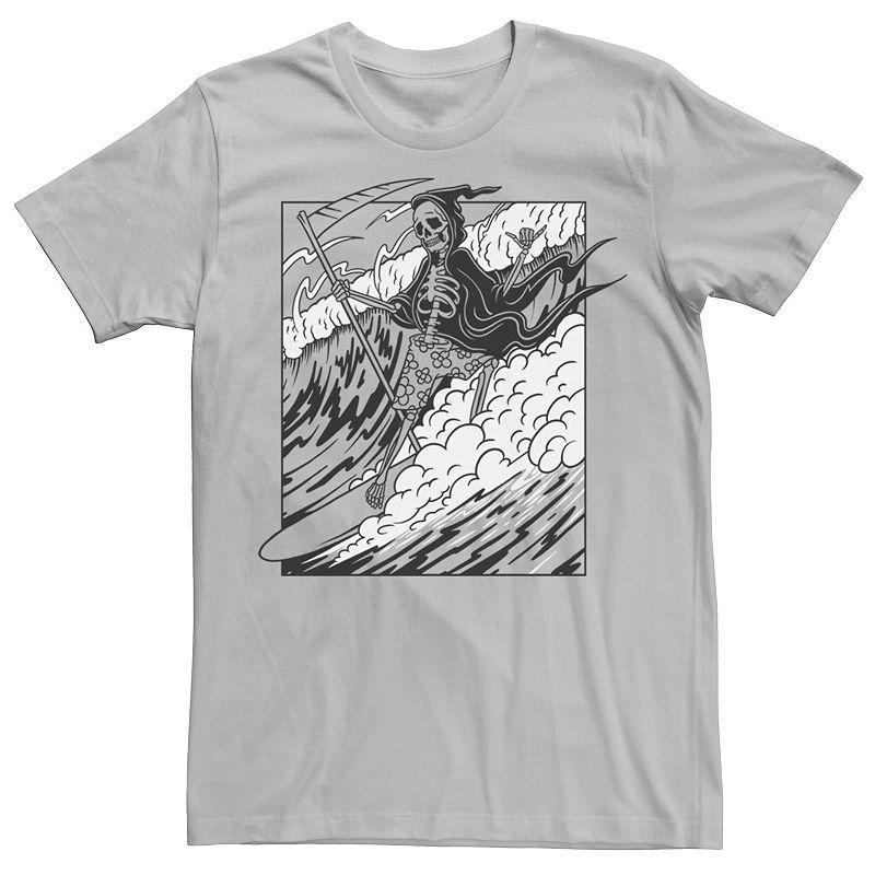 Mens Grim Reaper Riding The Wave Poster Graphic Tee Product Image