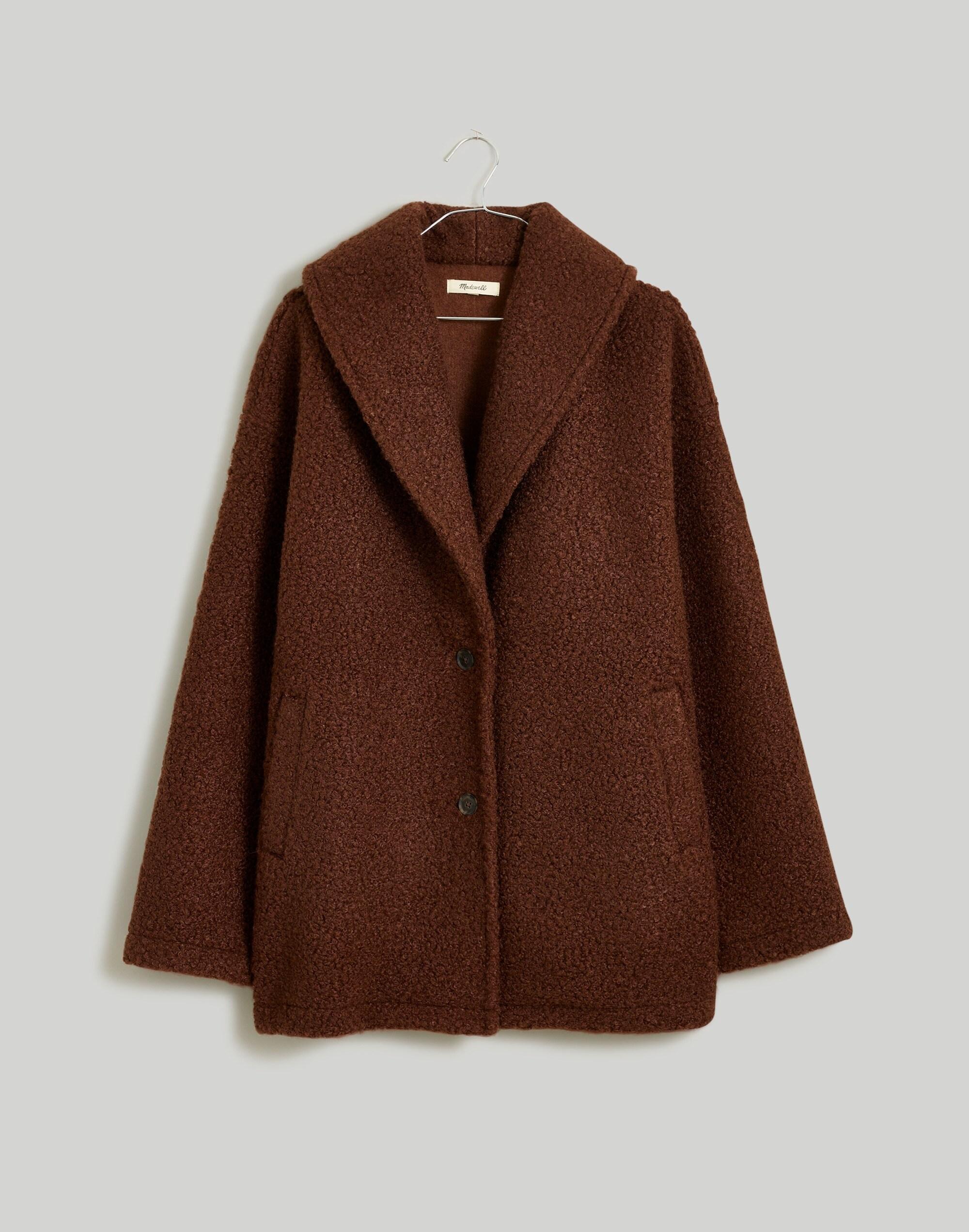 Pebbled Faux Shearling Shawl Collar Coat Product Image