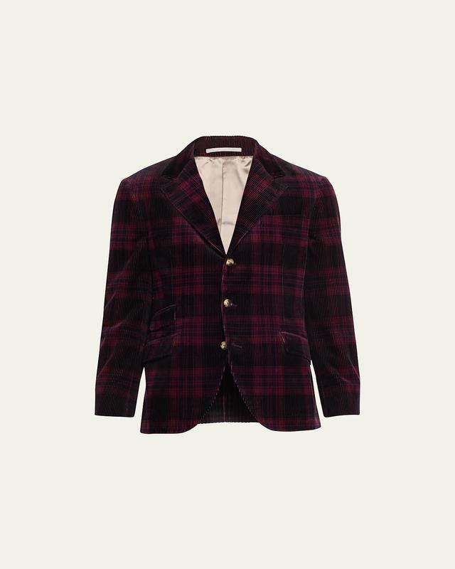 Mens Corduroy Plaid Formal Jacket Product Image