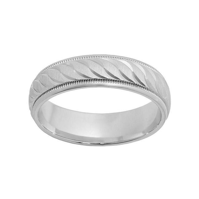 Sterling Silver Textured Wedding Band - Men, Mens Grey Product Image