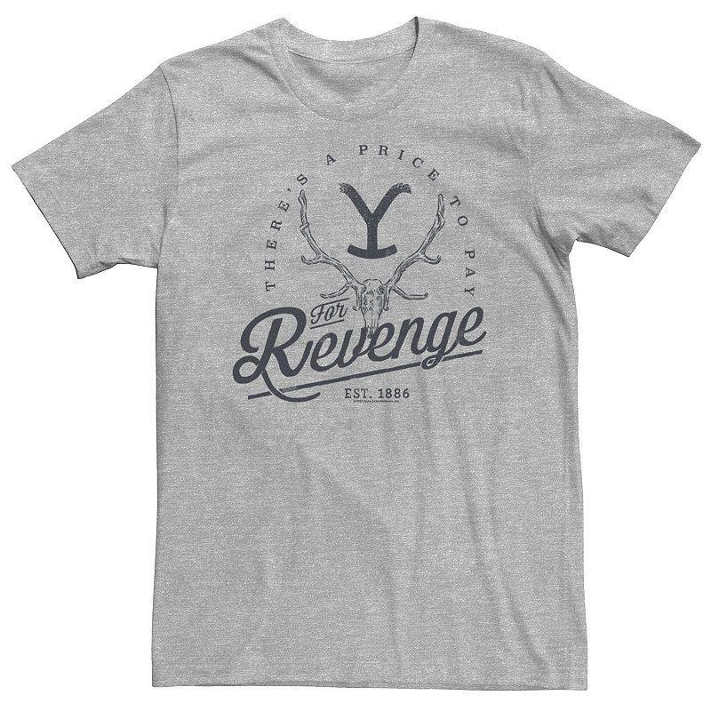 Big & Tall Yellowstone Theres A Price To Pay For Revenge Tee, Mens Athletic Grey Product Image