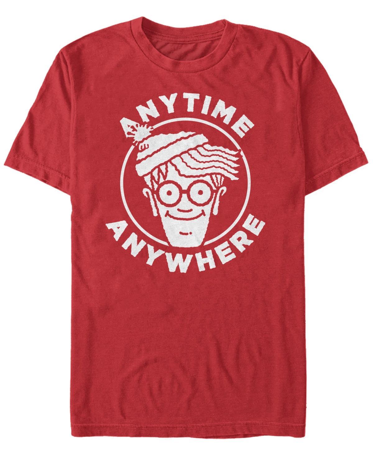 Fifth Sun Wheres Waldo Mens Anytime Anywhere Big Face Logo Short Sleeve T-Shirt Product Image