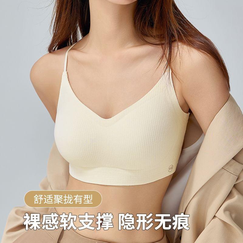 Spaghetti Strap Plain Bra / Set Product Image