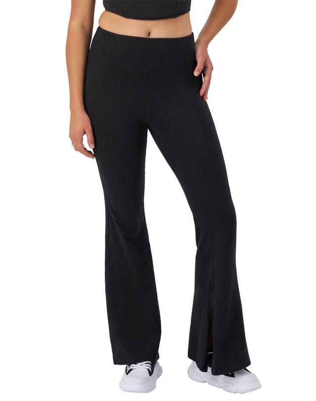 Womens Champion High-Waisted Flared Pants, Split Hem, 32.5 Black 2XL Product Image