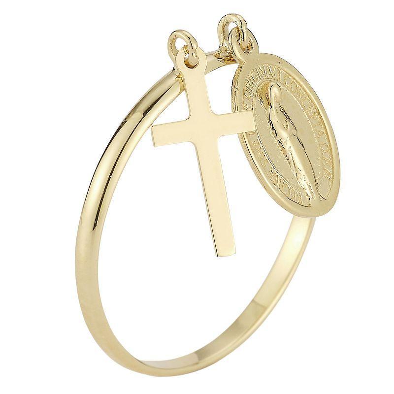 LUMINOR GOLD 14k Gold Cross Charm Ring, Womens Product Image