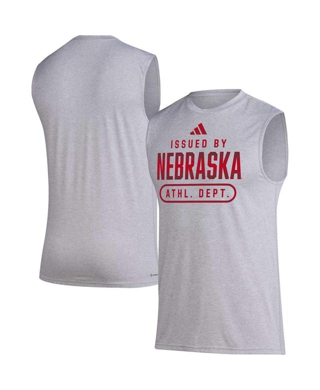 Mens adidas Heather Gray Nebraska Huskers Sideline Aeroready Pregame Tank Top Product Image