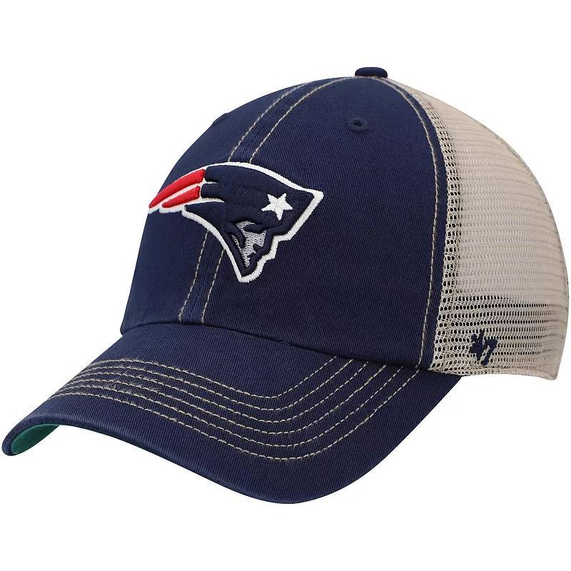 Mens Navy New England Patriots Trawler Trucker Clean Up Snapback Hat - Navy Product Image