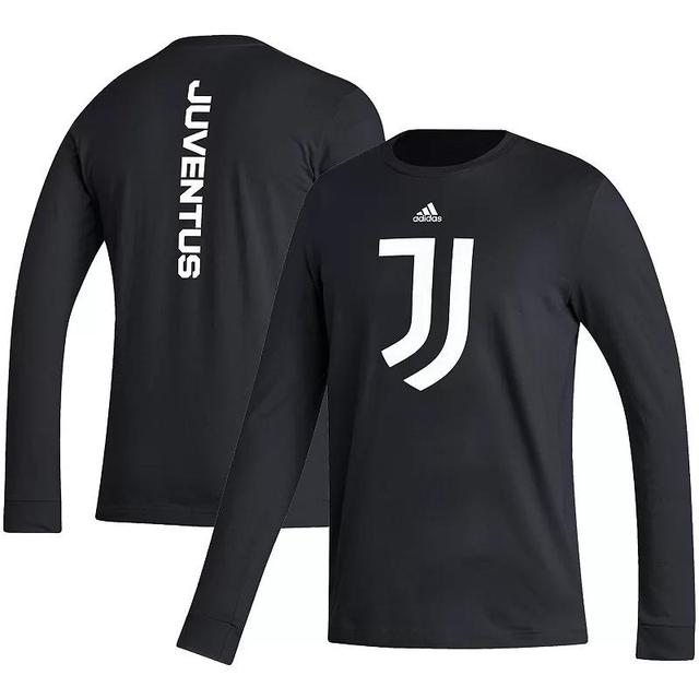 Mens adidas Black Juventus Vertical Wordmark Long Sleeve T-Shirt Product Image