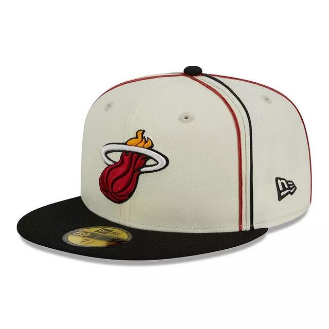 Mens New Era Cream/Black Miami Heat Piping 2-Tone 59FIFTY Fitted Hat Product Image