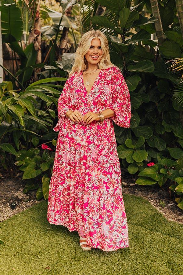 Blossom Breeze Floral Maxi In Hot Pink Curves Product Image