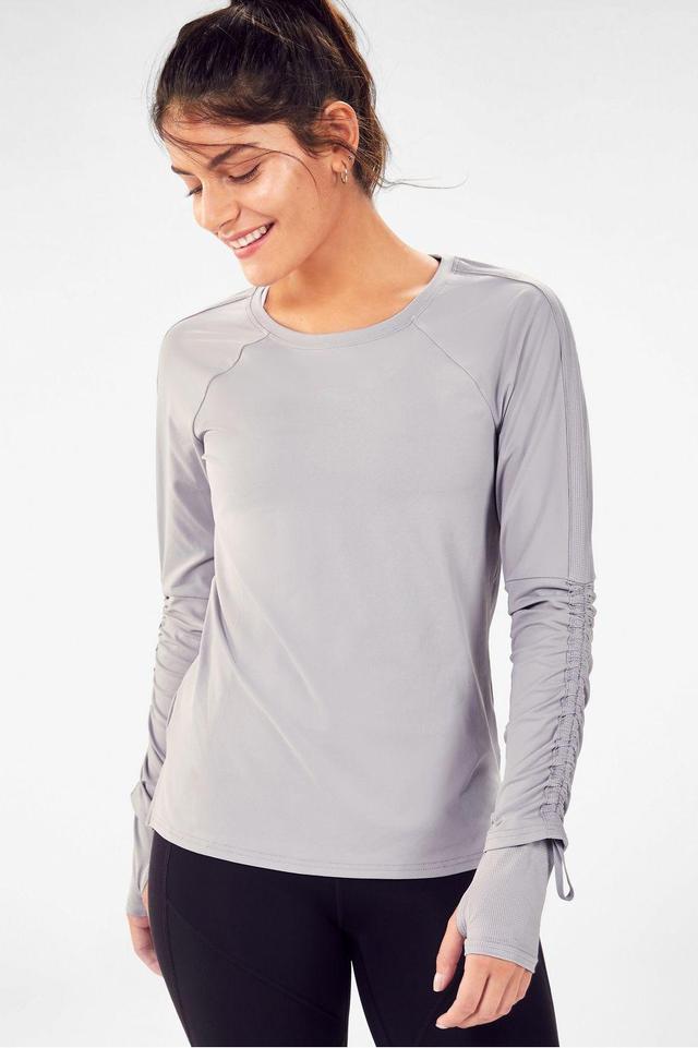 Fabletics Cashel Adjustable Long-Sleeve Top II Womens Haze Grey Size XXS Product Image