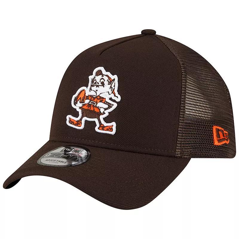 Mens New Era Cleveland s Throwback Logo A-Frame Trucker 9FORTY Adjustable Hat Product Image