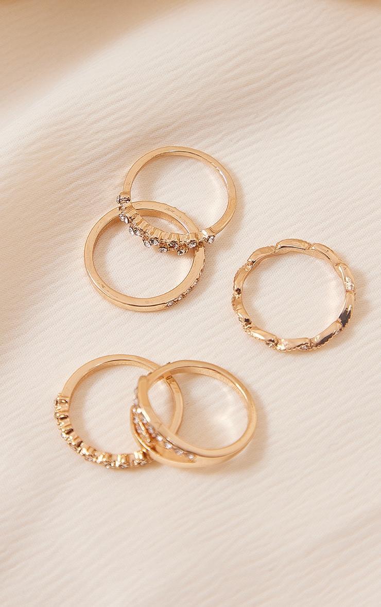 Gold Paved Ring Set 5 Pack Product Image