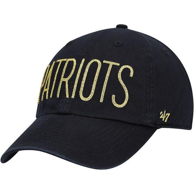 Womens 47 Black New England Patriots Shimmer Text Clean Up Adjustable Hat Product Image