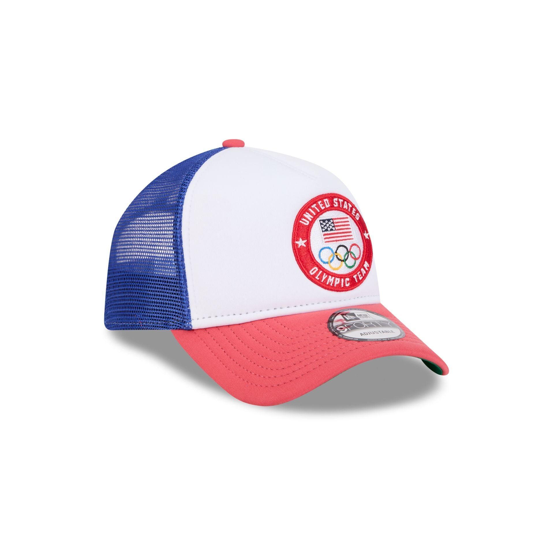 Team USA Olympics White 9FORTY A-Frame Trucker Hat Male Product Image