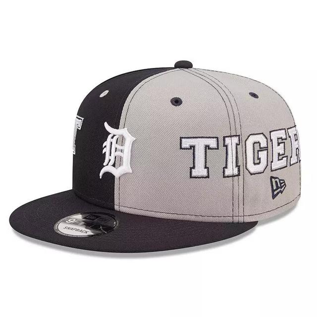 Mens New Era /Gray Detroit Tigers Team Split 9FIFTY Snapback Hat, Blue Product Image