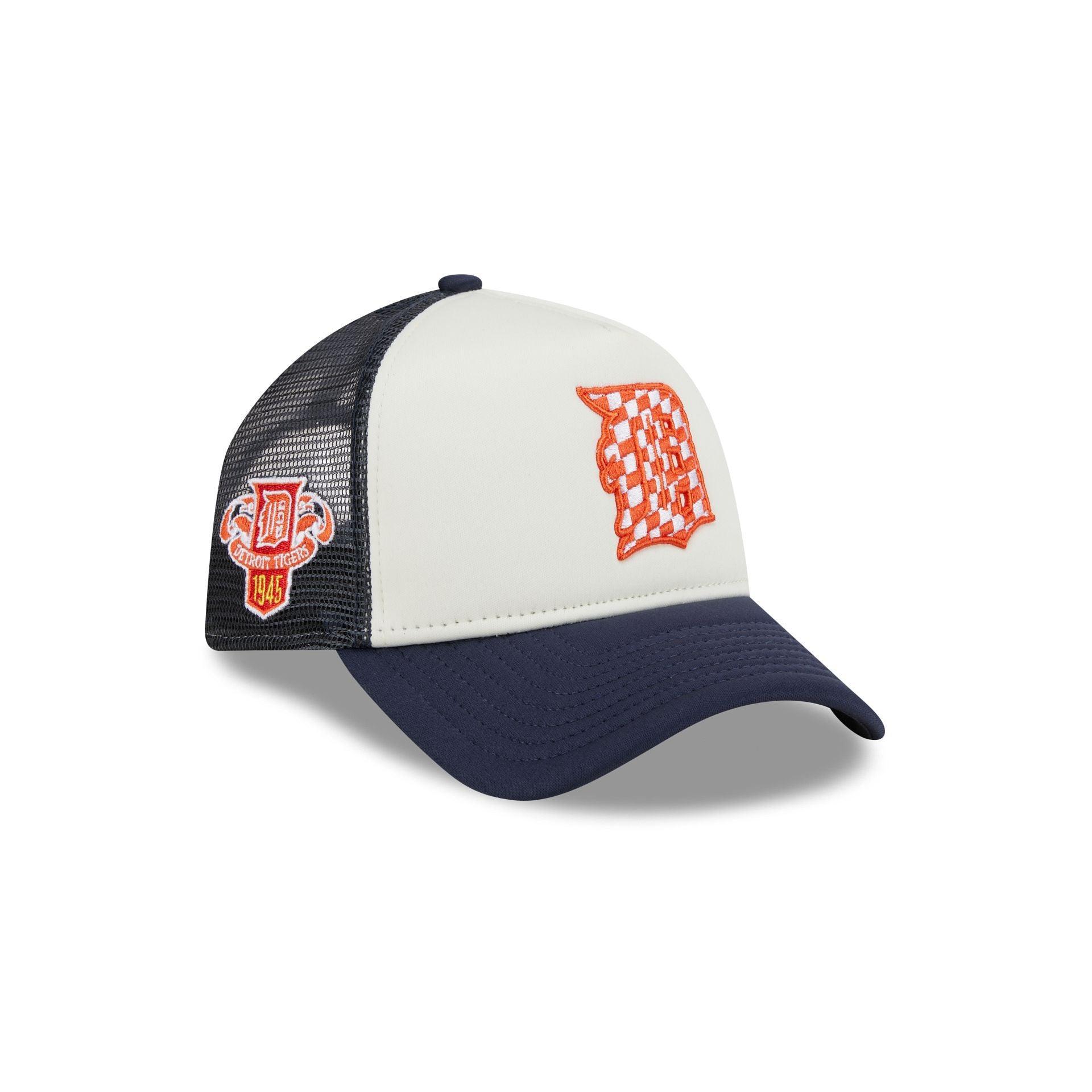 Detroit Tigers Checkered Flag 9FORTY A-Frame Trucker Hat Male Product Image