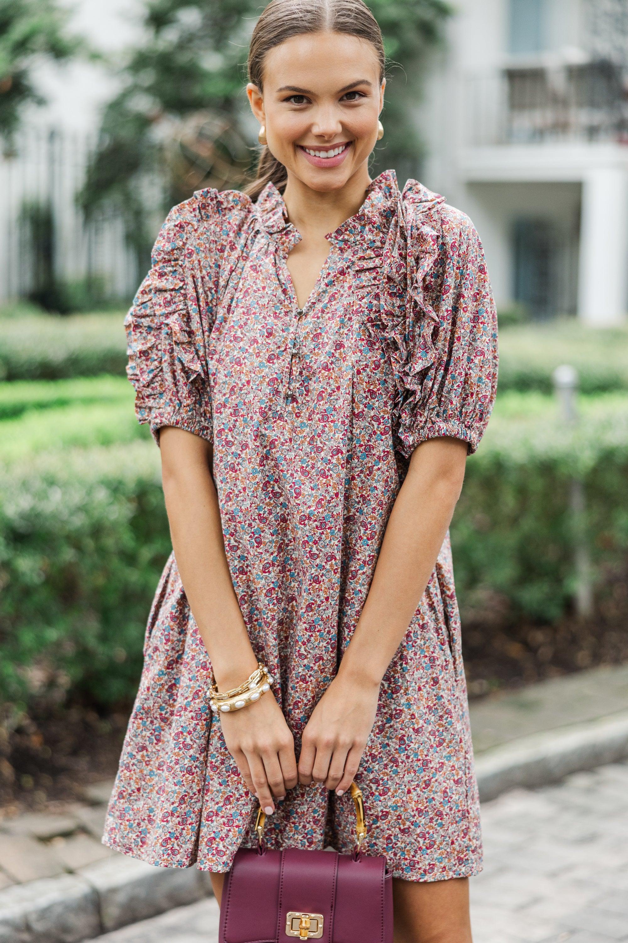 Created Interest Red Ditsy Floral Dress Female Product Image