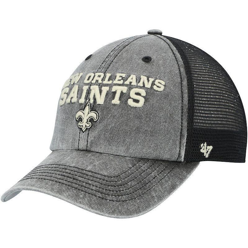 Mens 47 Black New Orleans Saints Drumlin Trucker Clean Up Snapback Hat Product Image