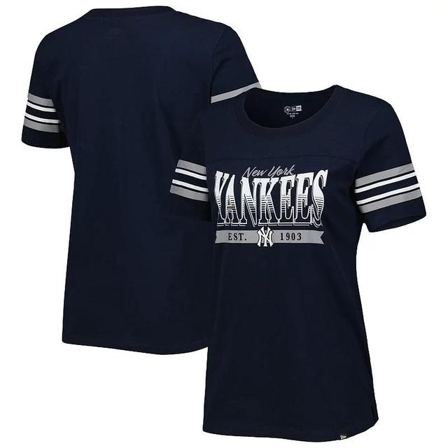 Womens New Era Navy New York Yankees Team Stripe T-shirt Product Image