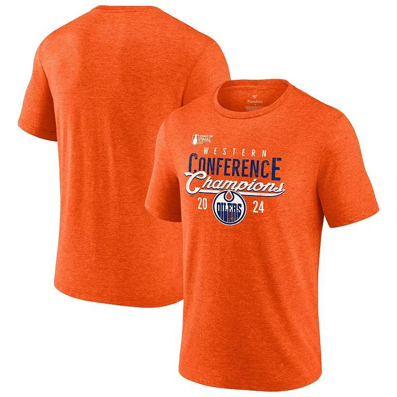 Mens Fanatics Heather Orange Edmonton Oilers 2024 Western Conference Champions Tri-Blend T-Shirt Product Image