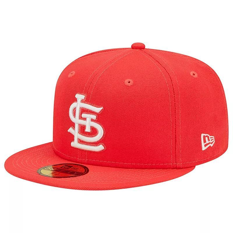 Mens New Era Red St. Louis Cardinals Lava Highlighter Logo 59FIFTY Fitted Hat Product Image