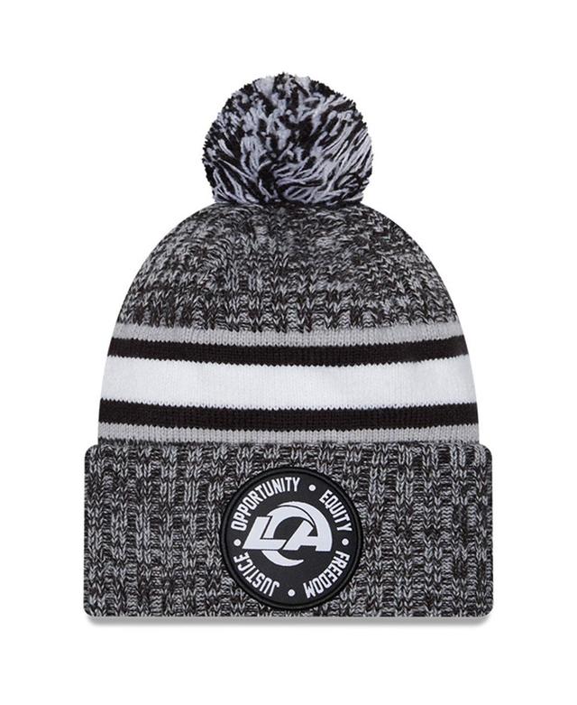 Mens New Era Heather Black Los Angeles Rams 2023 Inspire Change Cuffed Knit Hat with Pom Product Image