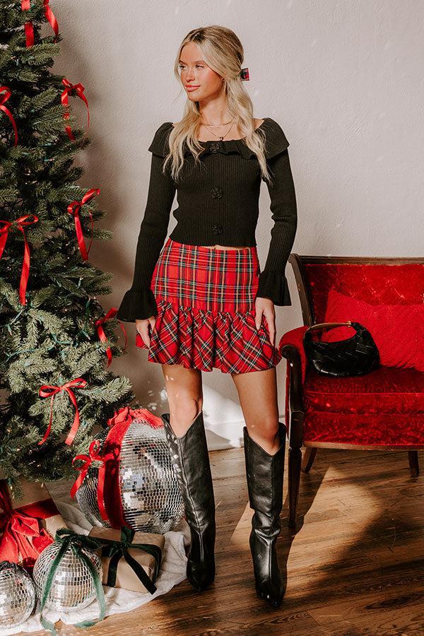 The Holly High Waist Plaid Skort in Red Product Image