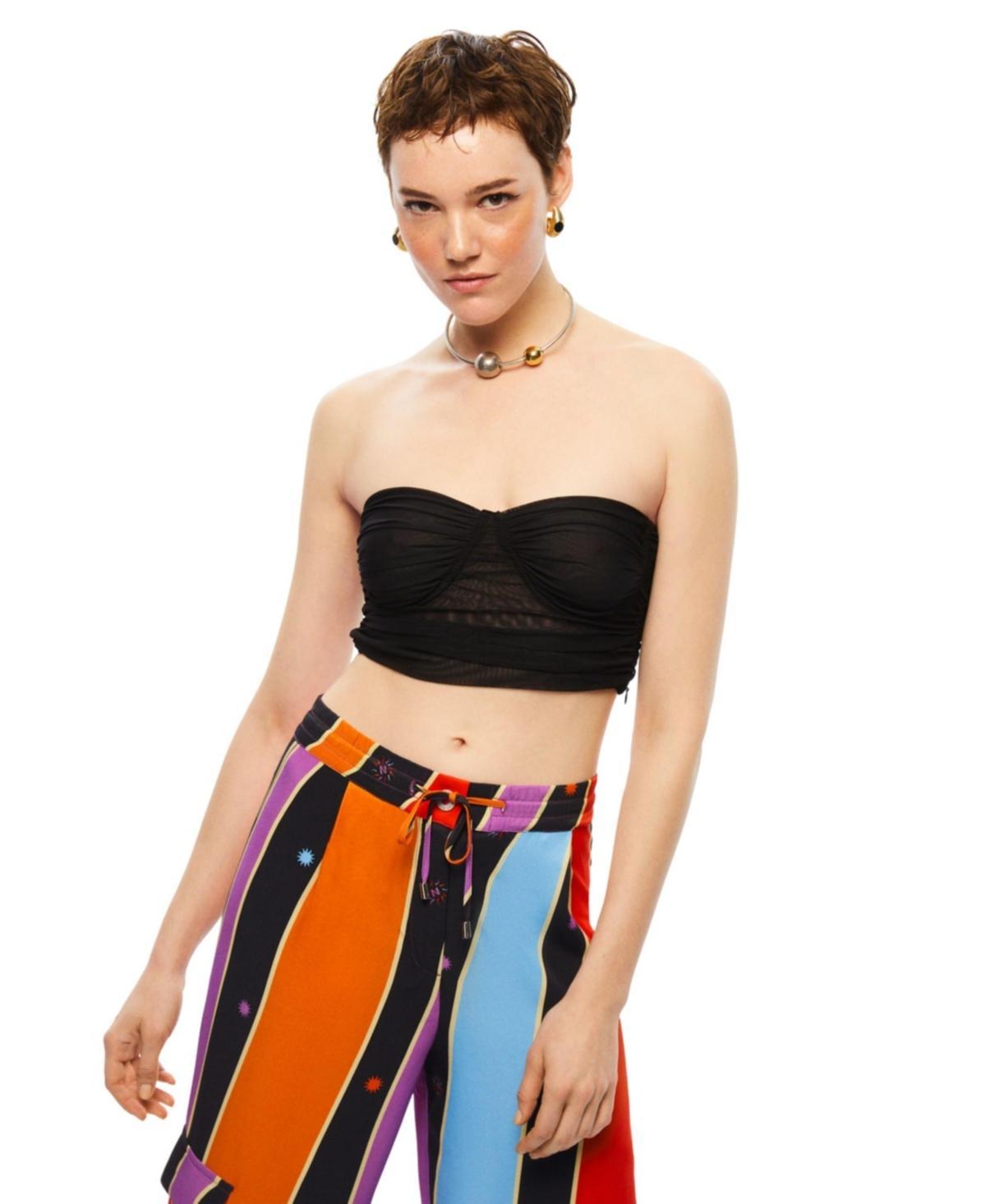 Womens Strapless Tulle Crop Top product image