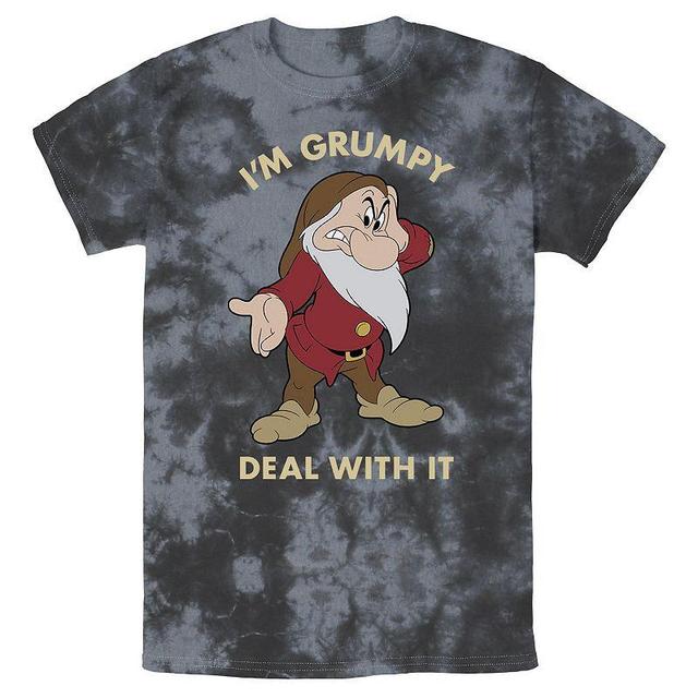 Mens Disney Snow White Im Grumpy Deal With It Portrait Bomabrd Wash Tee Black Grey Product Image