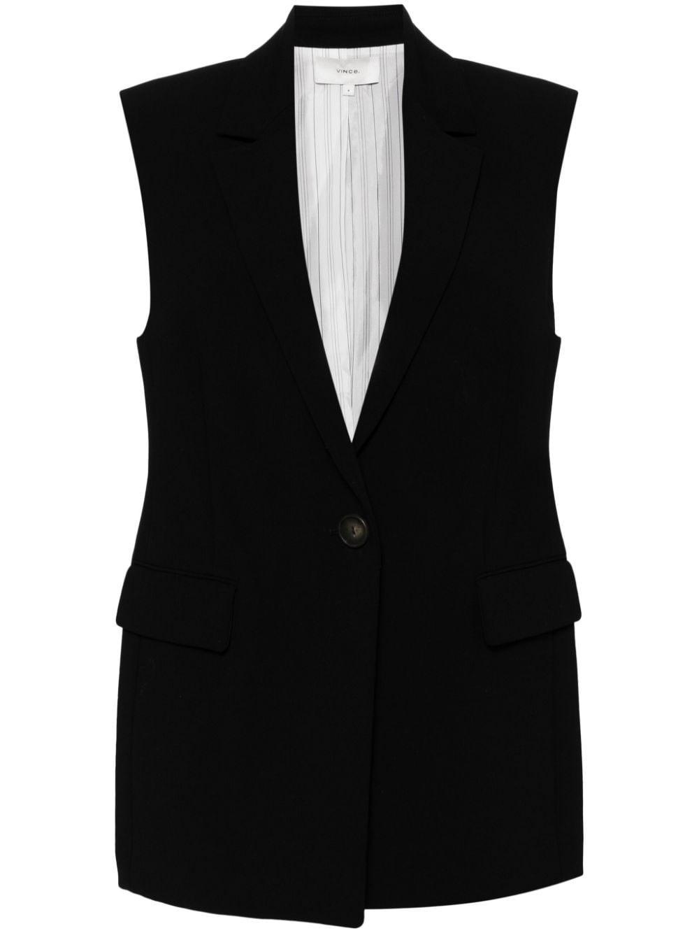 Sleeveless Woven Blazer In Black Product Image