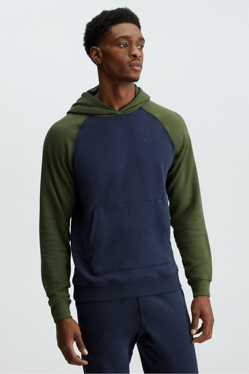 Fabletics Men The Postgame Hoodie male Classic Navy/Olive Green Size L Product Image