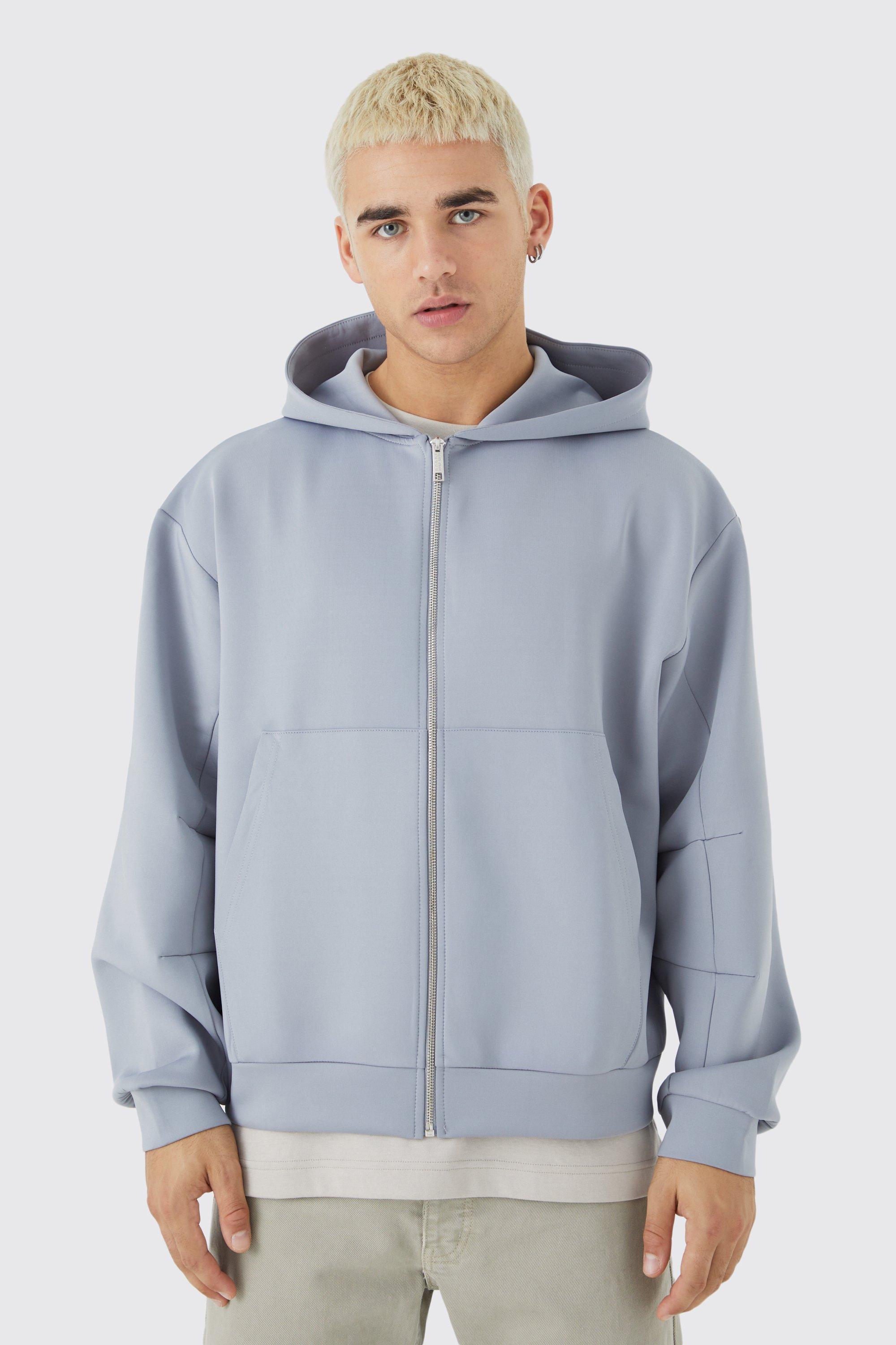 Oversized Boxy Zip Through Scuba Hoodie | boohooMAN USA Product Image