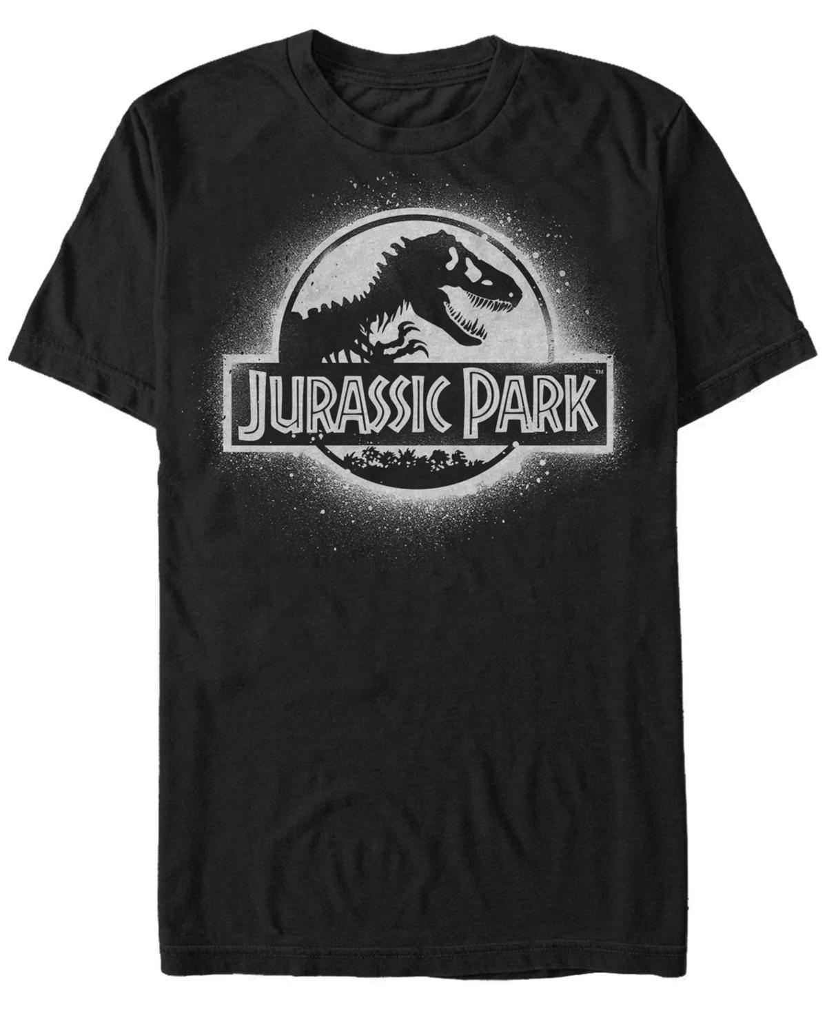 Mens Jurassic Park All White Spray Paint Stencil Movie Logo Tee Navy Grey Product Image