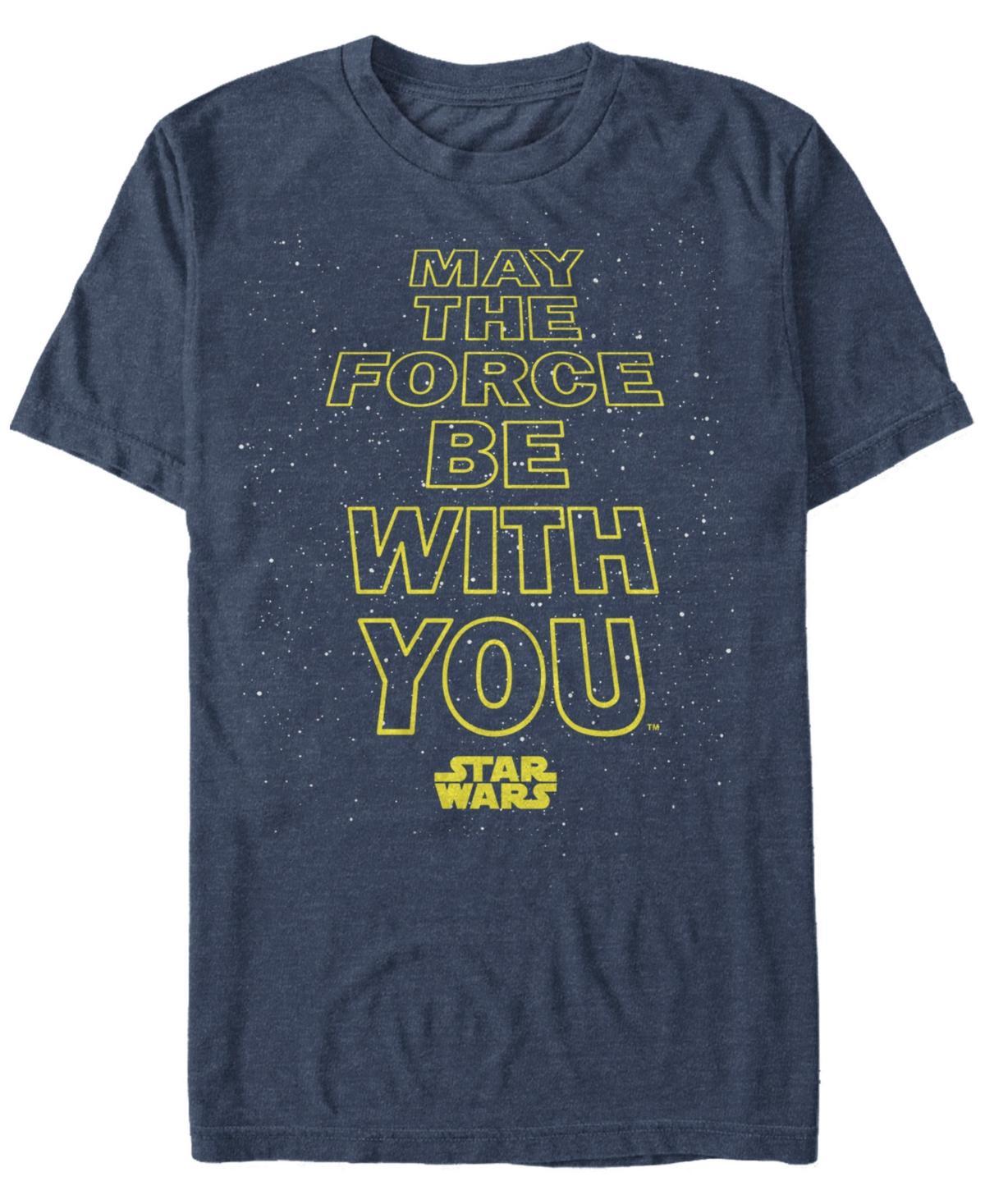 Mens Star Wars May The Force Be With You Classic Text Graphic Tee Navy Grey Product Image